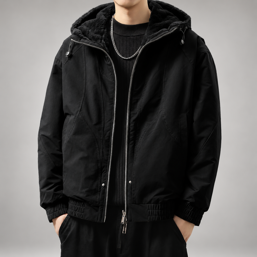 Wilfred Men's Zip-Up Hooded Jacket with Elastic Cuffs