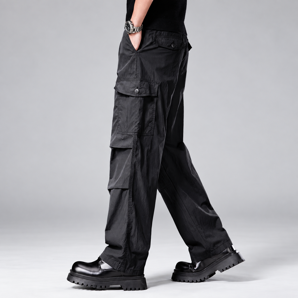 Weston Men's Relaxed Straight-Leg Cargo Pants with Layered Panels