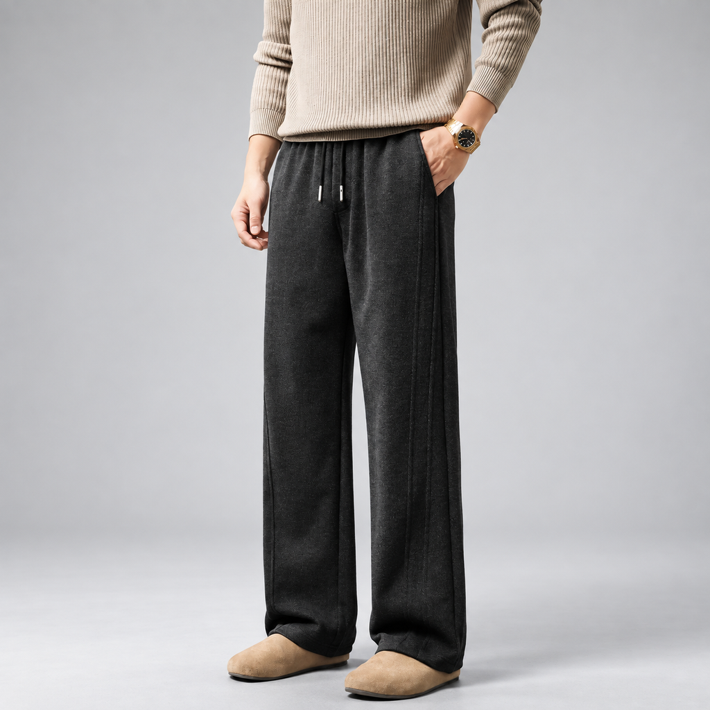 Leandro Men's Wide-Leg Drawstring Pants with Side Pockets