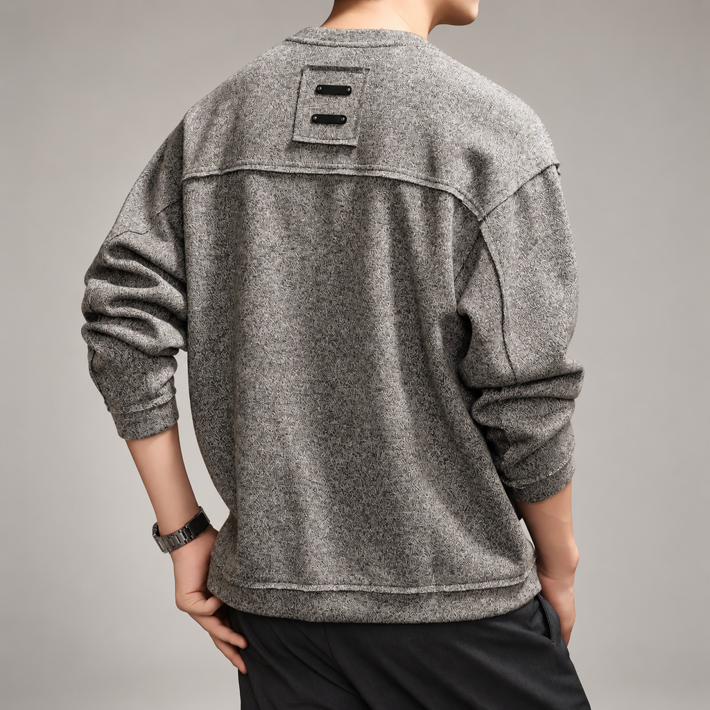Everard Men’s Heathered Crewneck Pullover with Exposed Seams