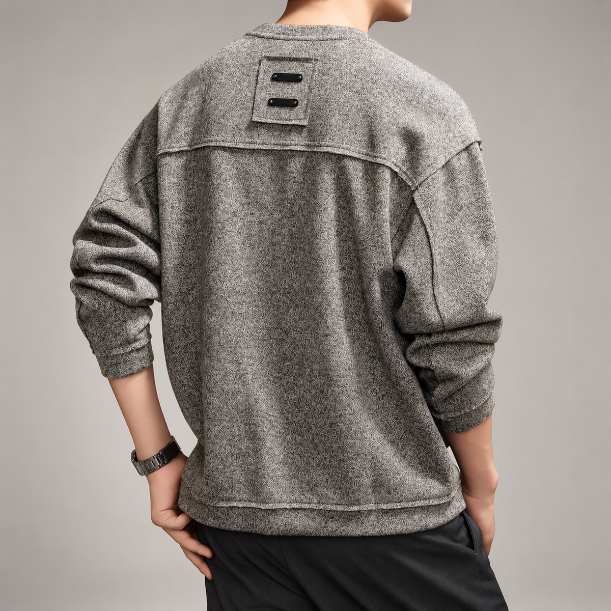 Everard Men’s Heathered Crewneck Pullover with Exposed Seams