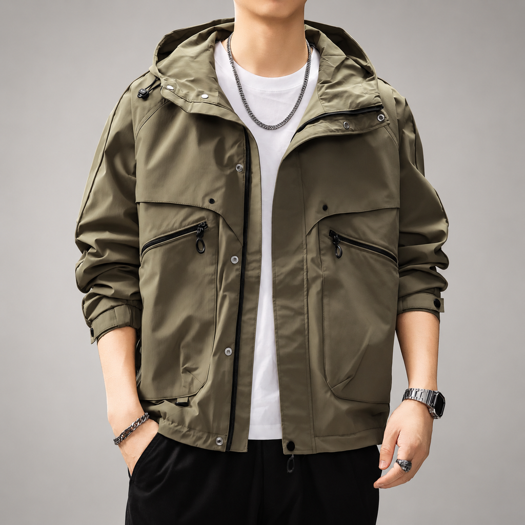 Jacob Men's Zip-Front Hooded Jacket with Snap Closures