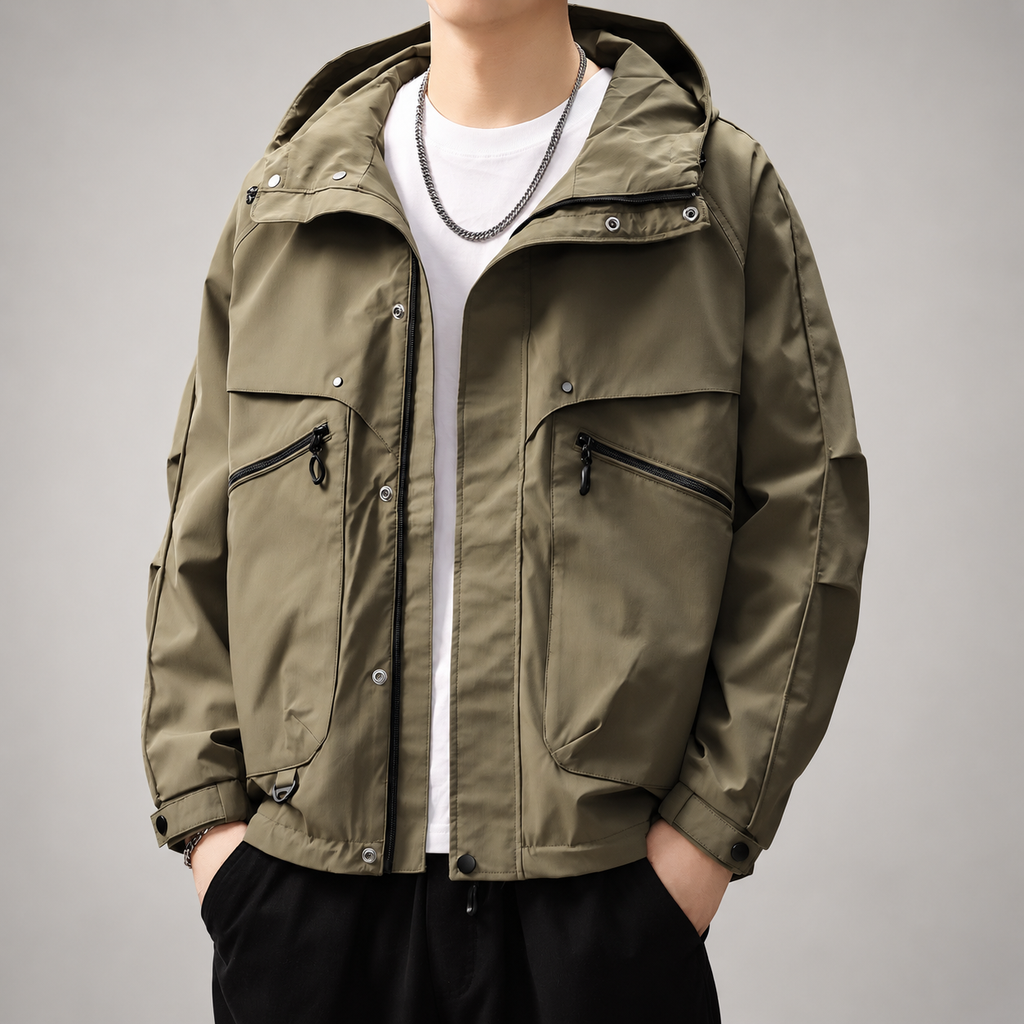 Jacob Men's Zip-Front Hooded Jacket with Snap Closures