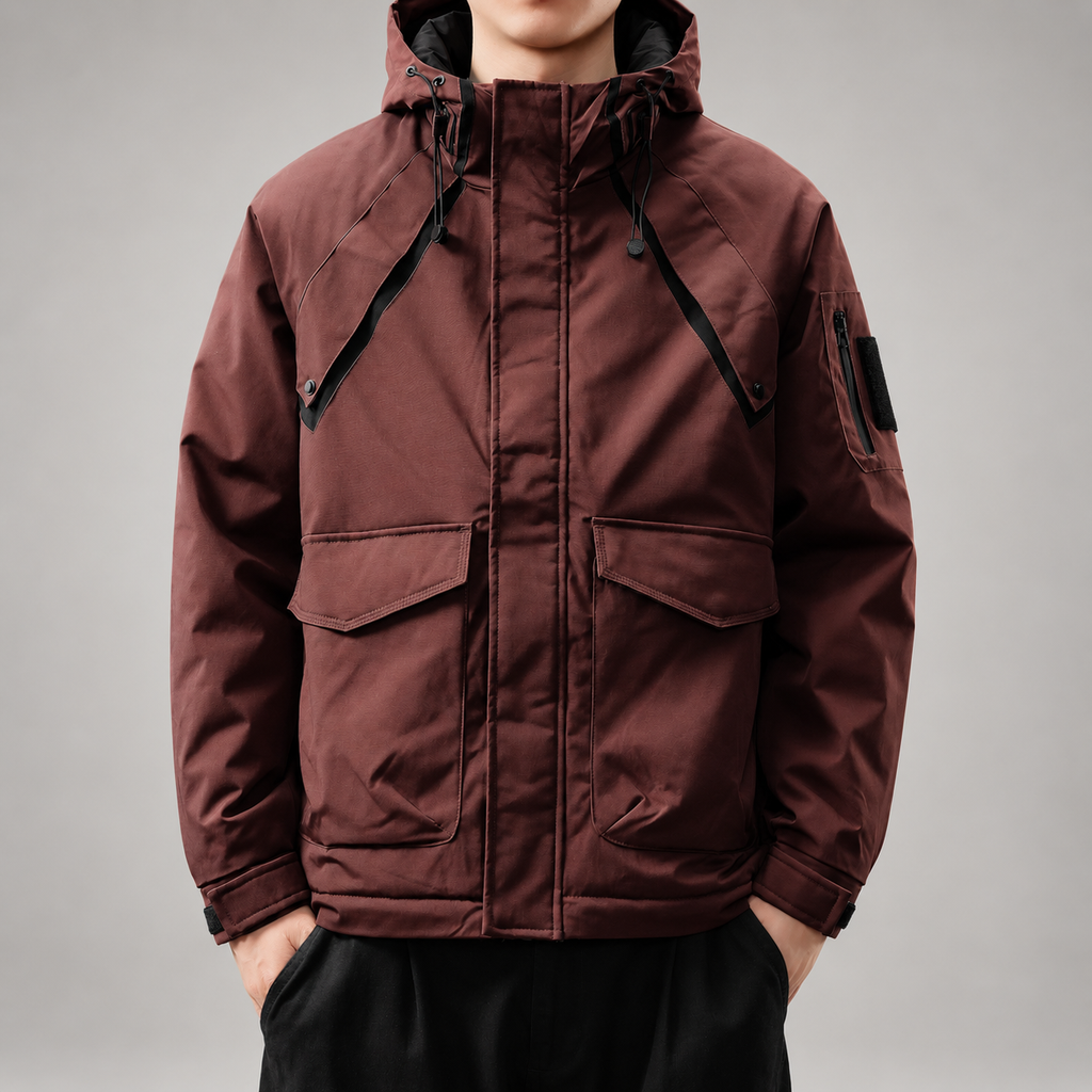 Anselm Men's Zip-Front Hooded Jacket with Sleeve Pocket