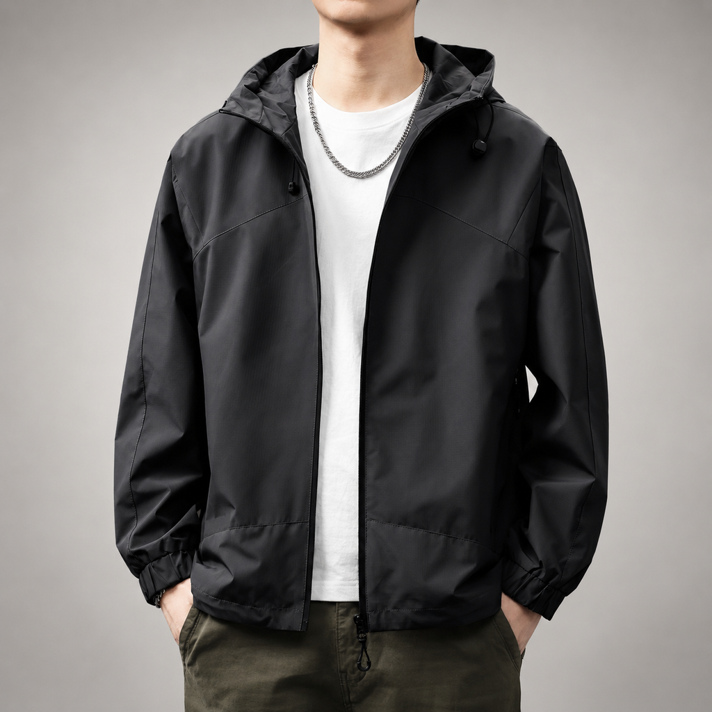 Abel Men’s Hooded Zip-Up Jacket with Elastic Cuffs