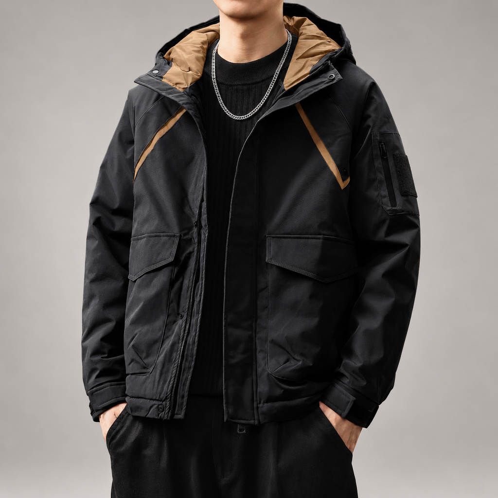 Anselm Men's Zip-Front Hooded Jacket with Sleeve Pocket