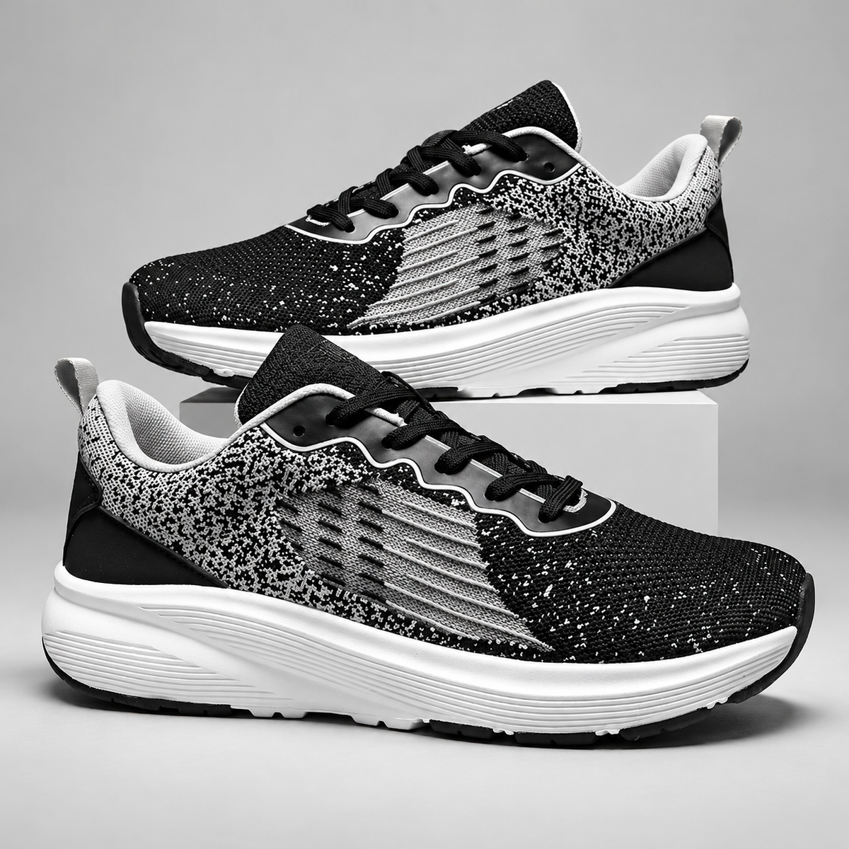 Vortex Two-Tone Knit Lace-Up Sneakers