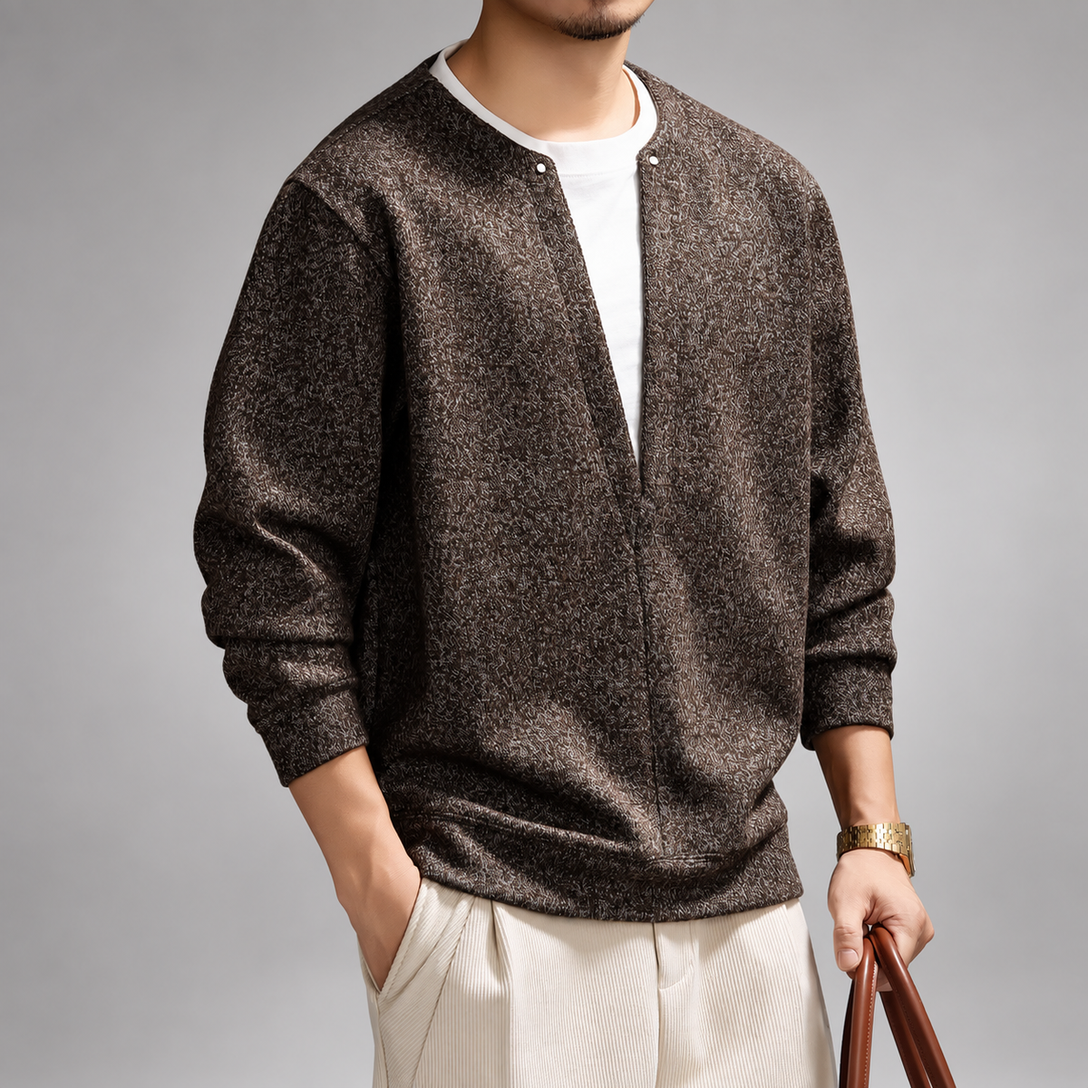 Grant Men's Two-Pieces Marled Notch-Neck Pullover Sweater