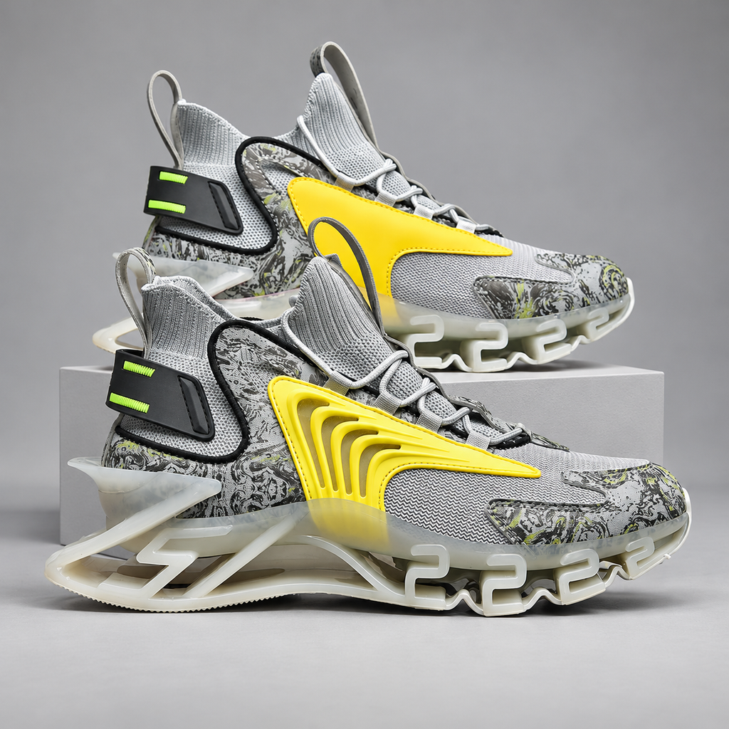 Urban Men’s Marble-Print Sneakers with Ribbed Side Panels