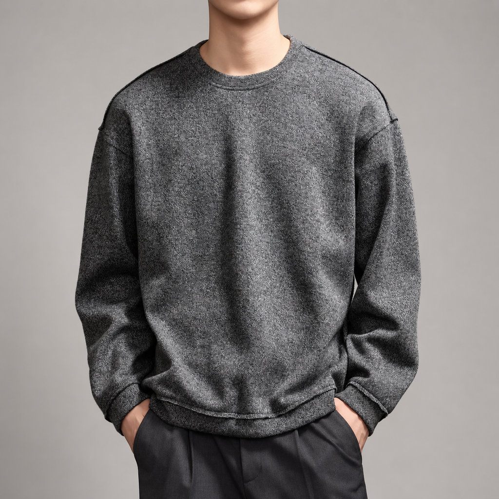 Everard Men’s Heathered Crewneck Pullover with Exposed Seams