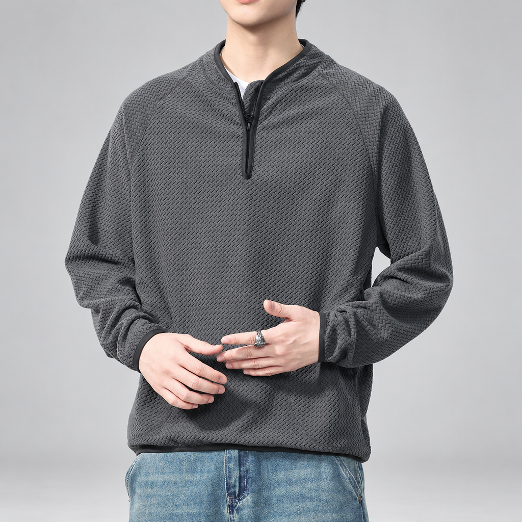 Oswald Men's Zigzag Textured Quarter-Zip Pullover