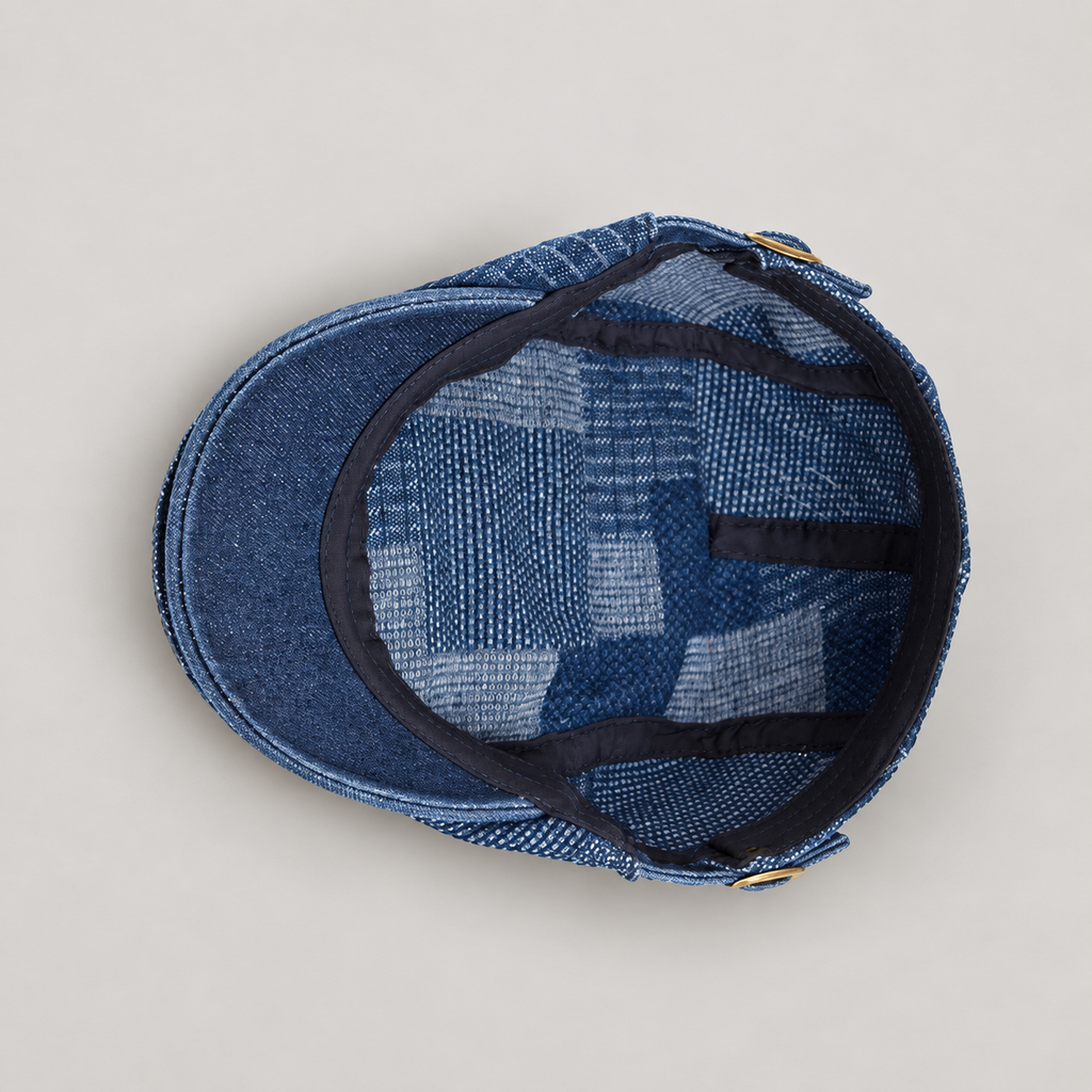 Quentin Patchwork Flat Cap with Adjustable Side Buckle