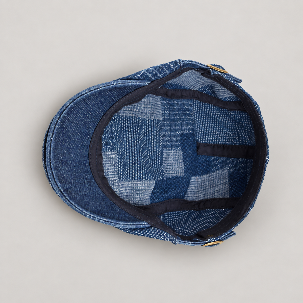 Quentin Patchwork Flat Cap with Adjustable Side Buckle