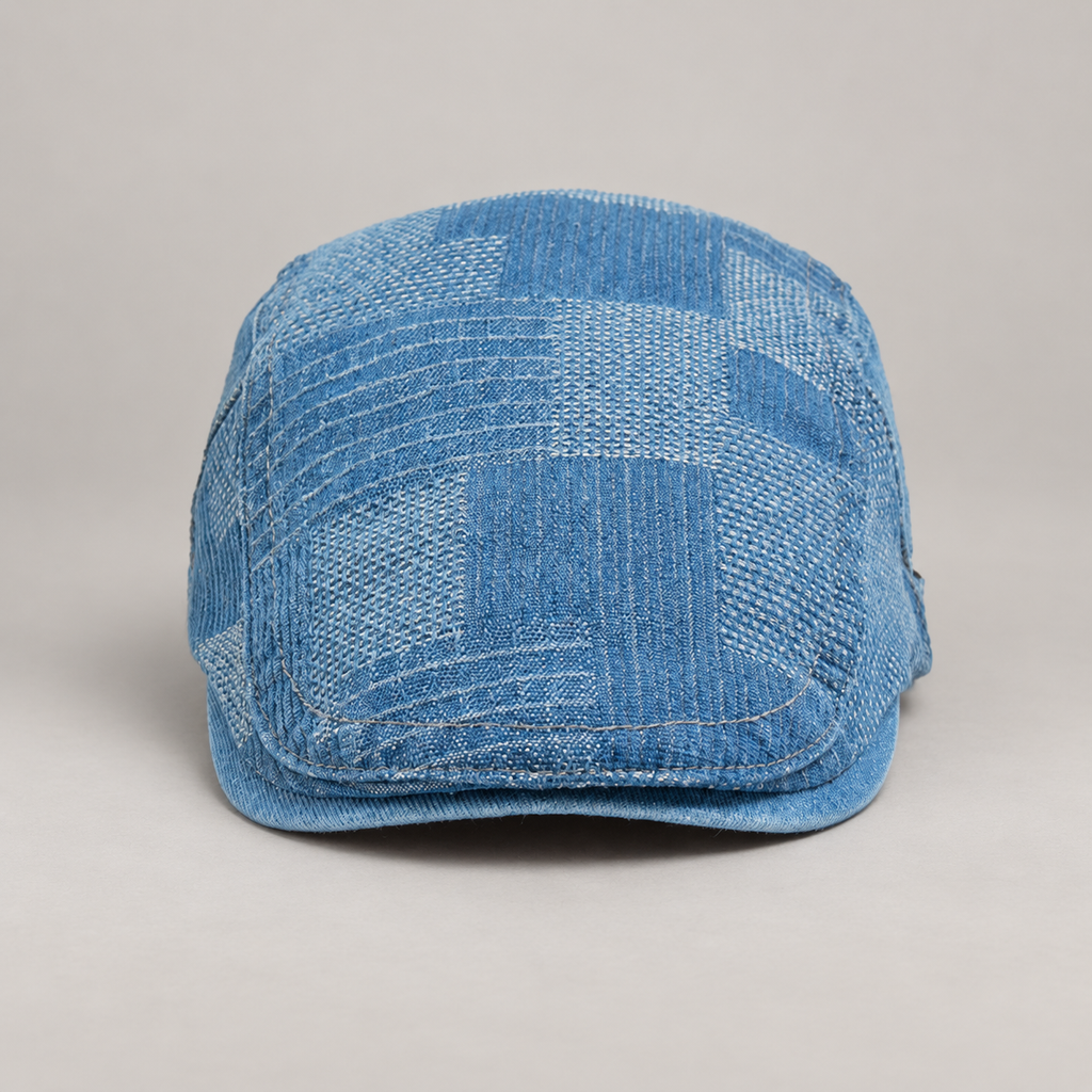Quentin Patchwork Flat Cap with Adjustable Side Buckle