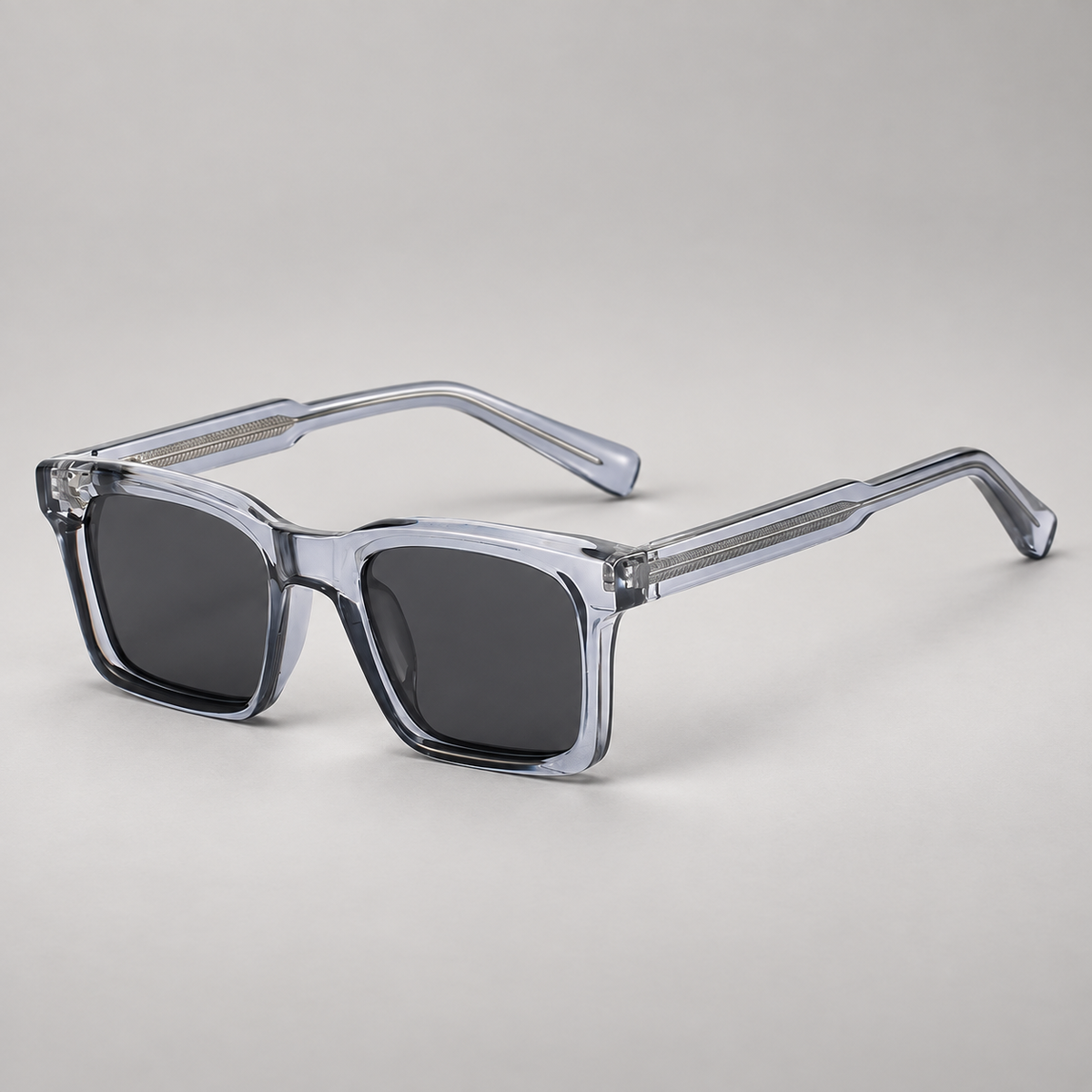 Quentin Rectangular Sunglasses with Geometric Wide Temples