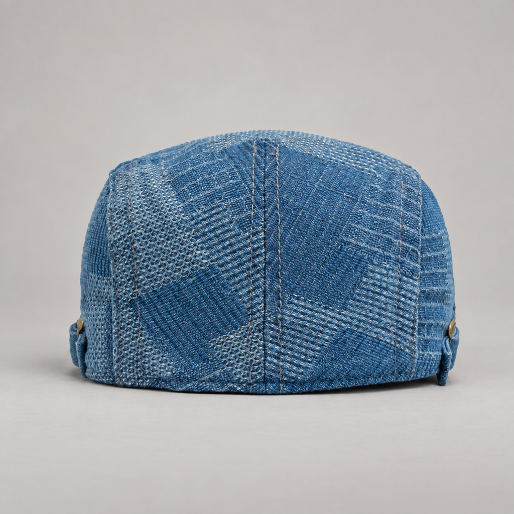 Quentin Patchwork Flat Cap with Adjustable Side Buckle