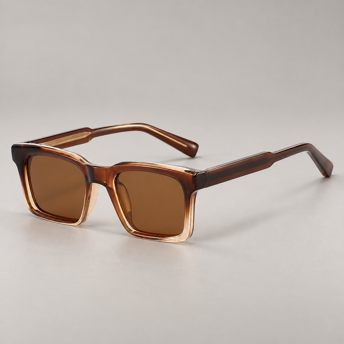 Quentin Rectangular Sunglasses with Geometric Wide Temples