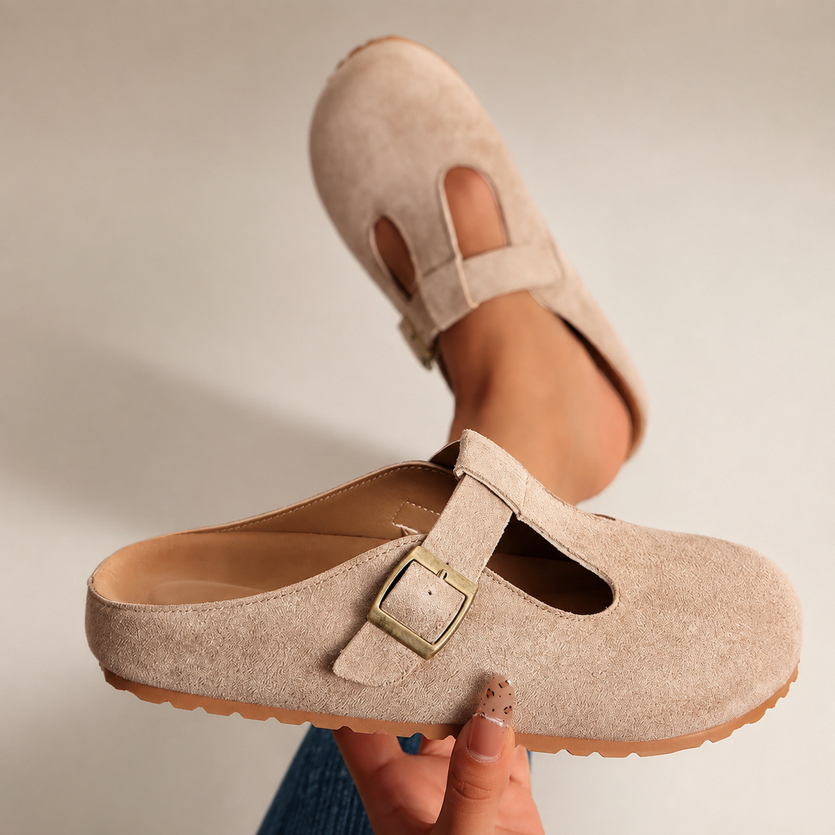 Reagan Suede-Look Closed-Toe Mule Clogs