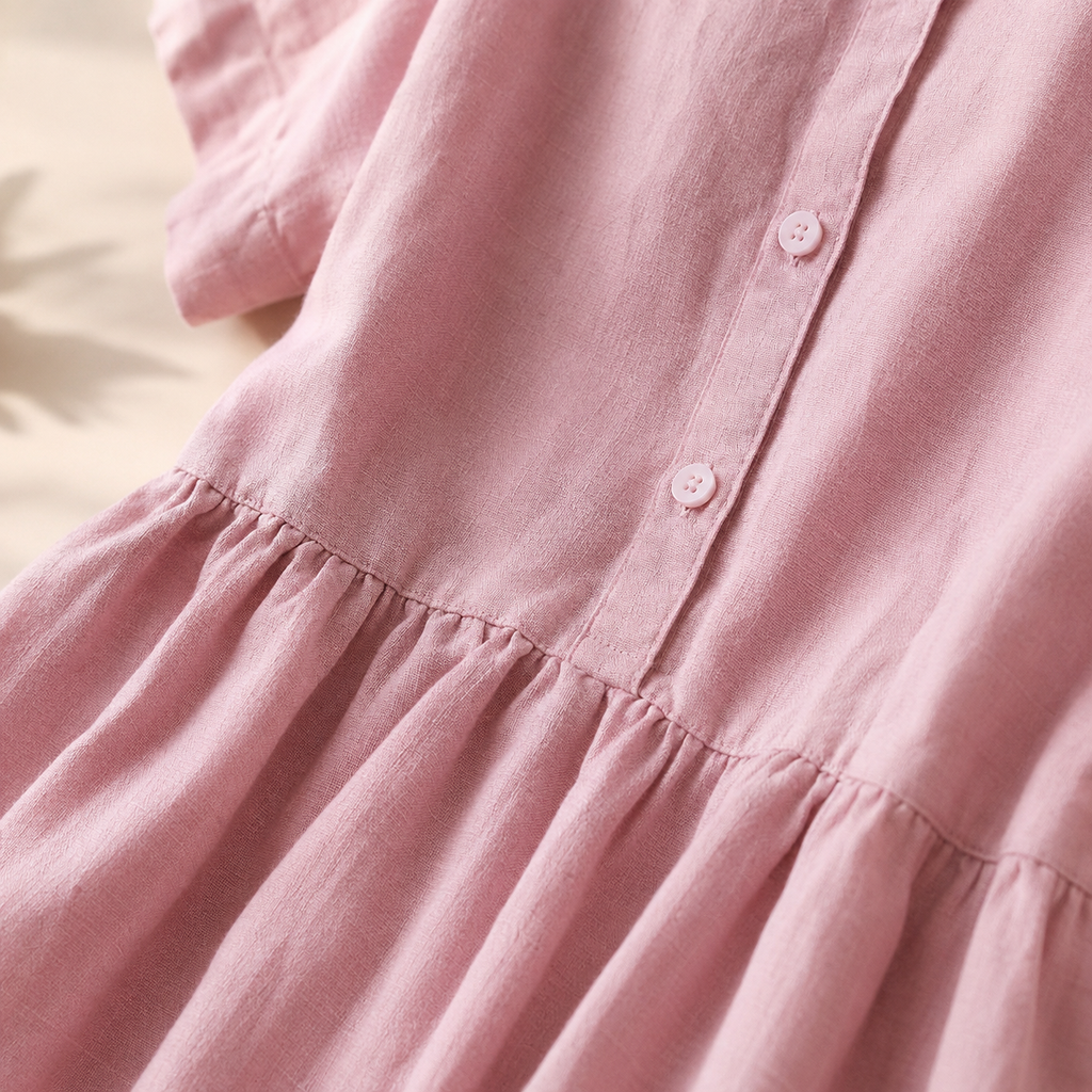 Rebecca Linen Midi Dress with Short Sleeves