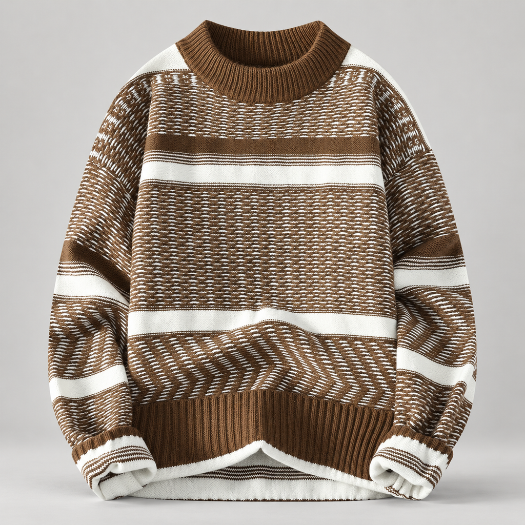 Remy Men’s Textured Stripe Crewneck Knit Sweater