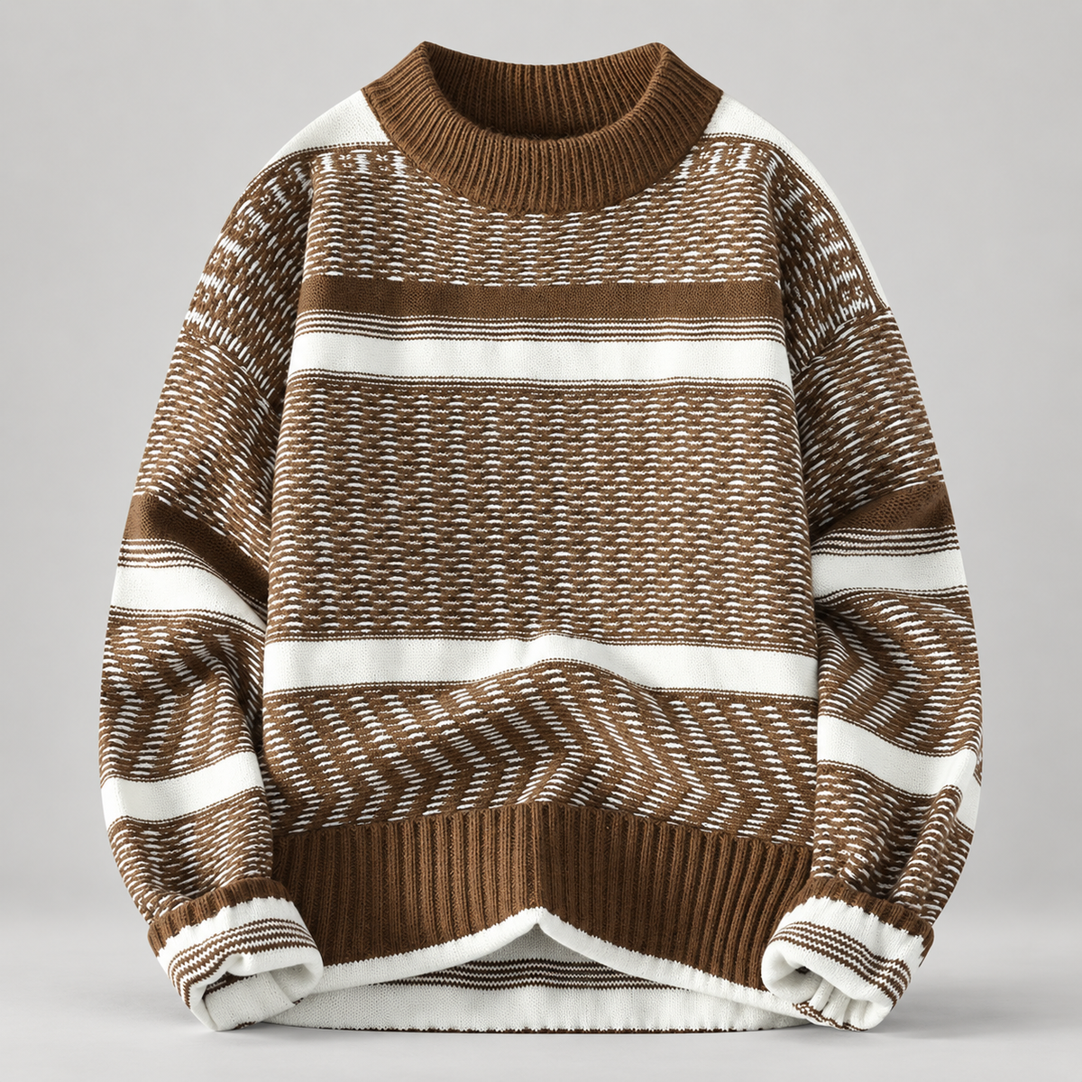 Remy Men’s Textured Stripe Crewneck Knit Sweater
