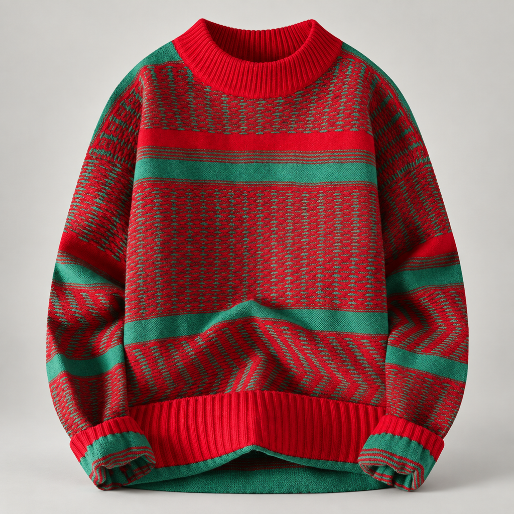 Remy Men’s Textured Stripe Crewneck Knit Sweater