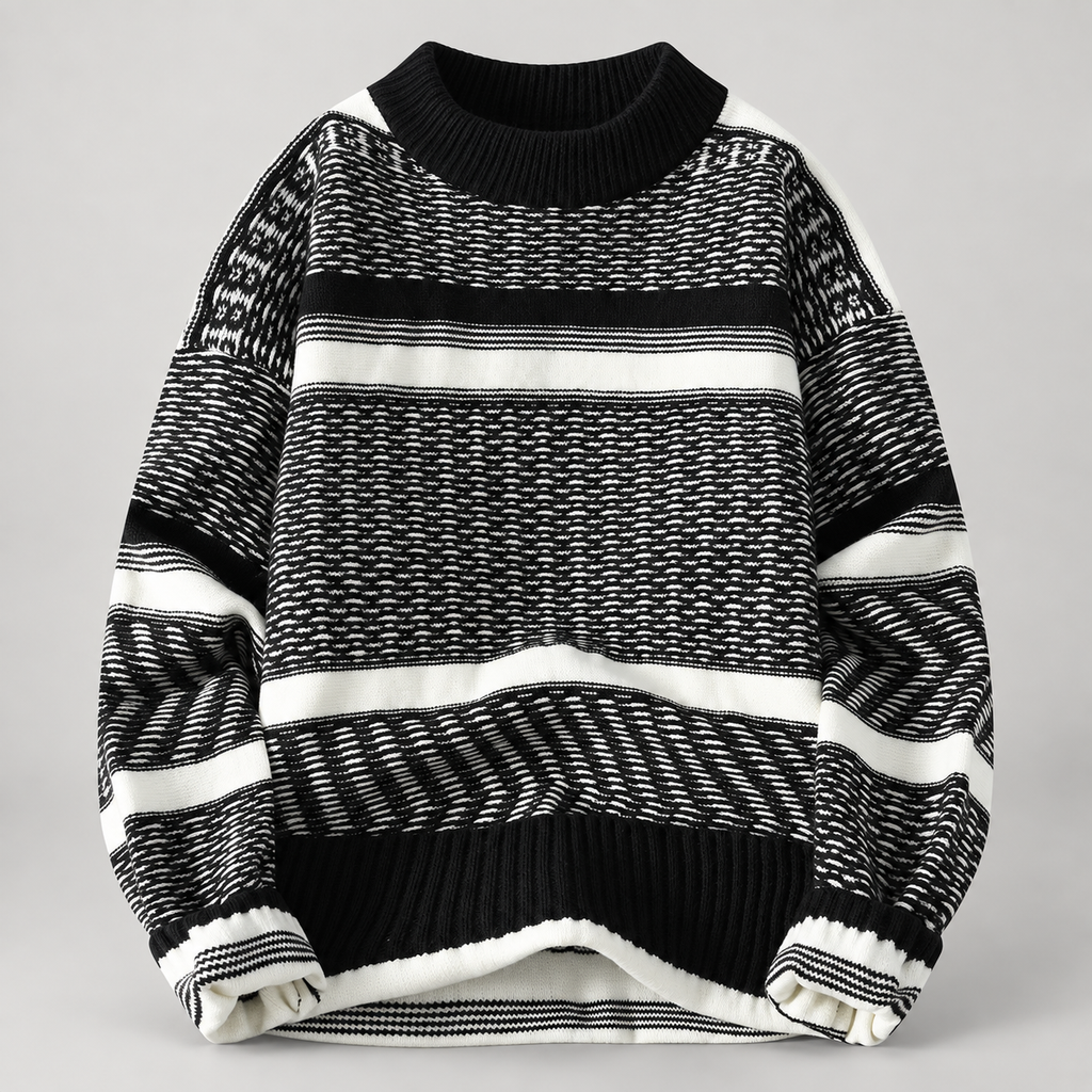 Remy Men’s Textured Stripe Crewneck Knit Sweater