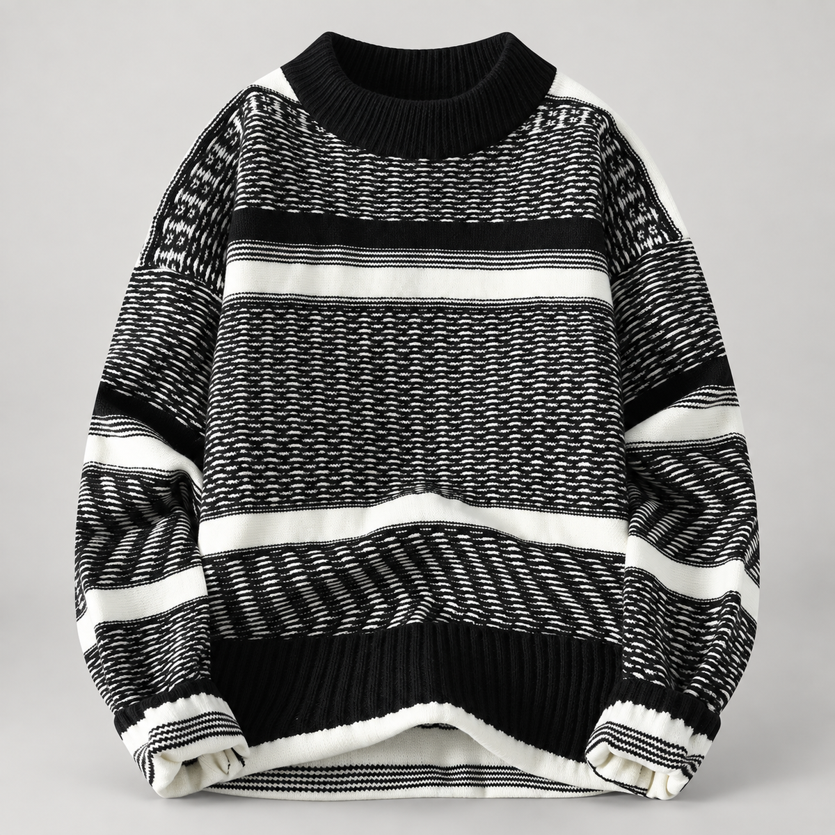 Remy Men’s Textured Stripe Crewneck Knit Sweater
