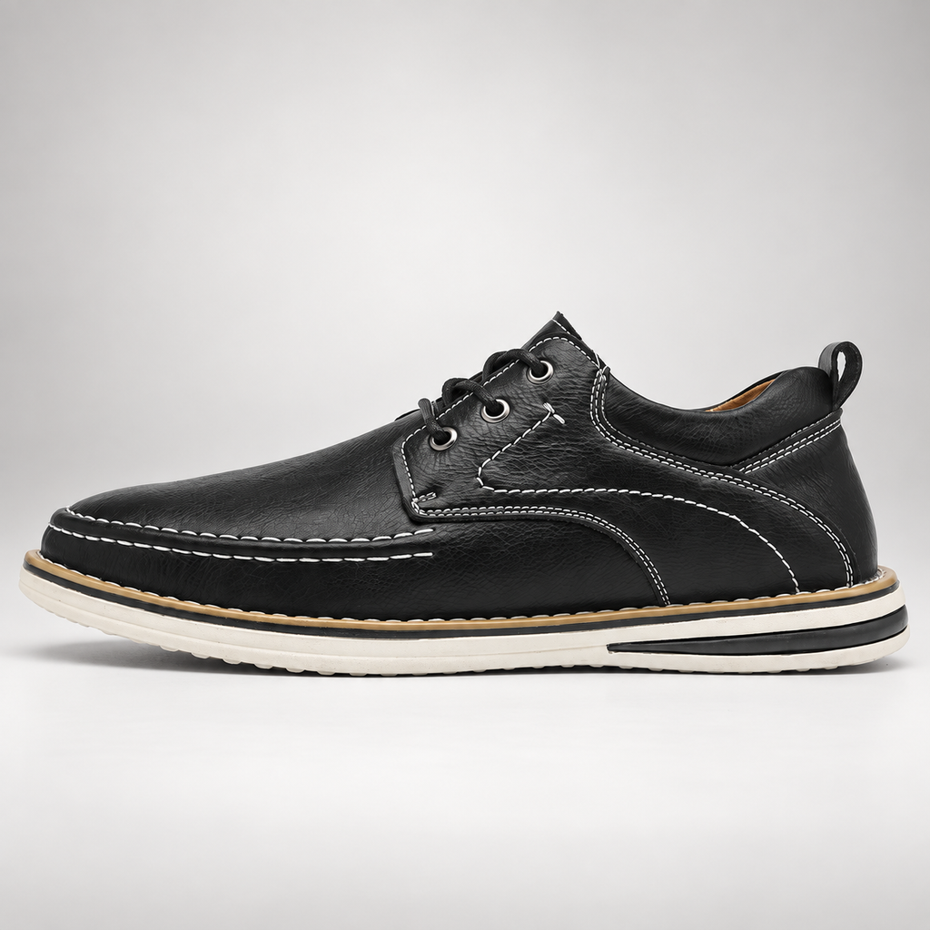 Renzo Men’s Leather-Look Moc Toe Lace-Up Casual Shoes