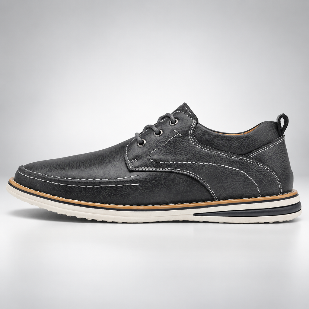 Renzo Men’s Leather-Look Moc Toe Lace-Up Casual Shoes