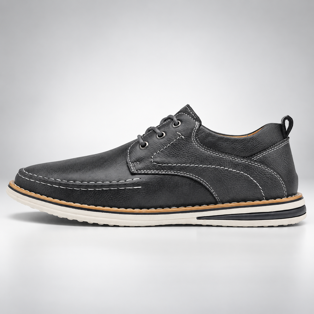 Renzo Men’s Leather-Look Moc Toe Lace-Up Casual Shoes