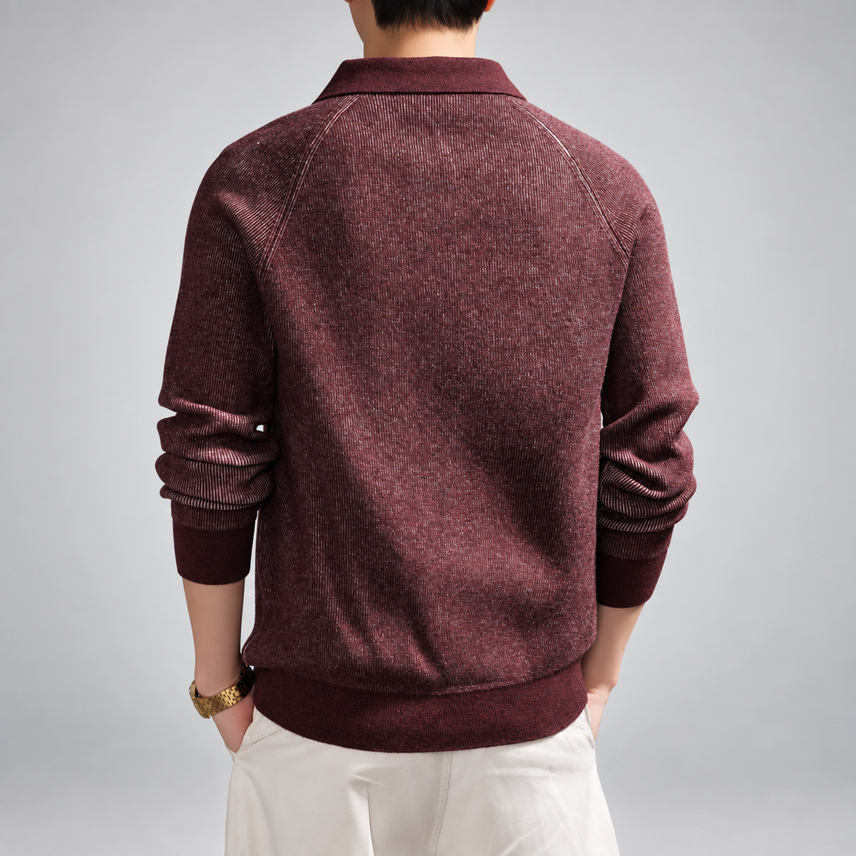 Bertram Men's Ribbed Knit Quarter-Zip Polo Sweater