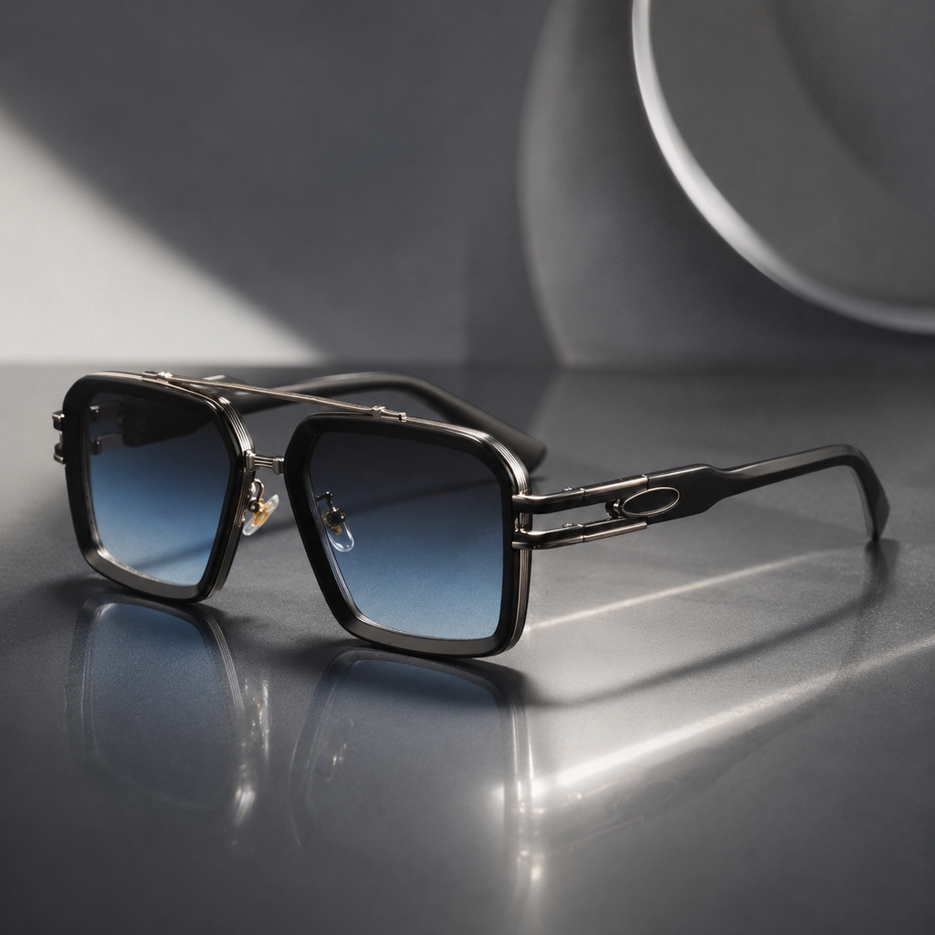 Richard Square Metal Sunglasses with UV400 Gradient Lenses