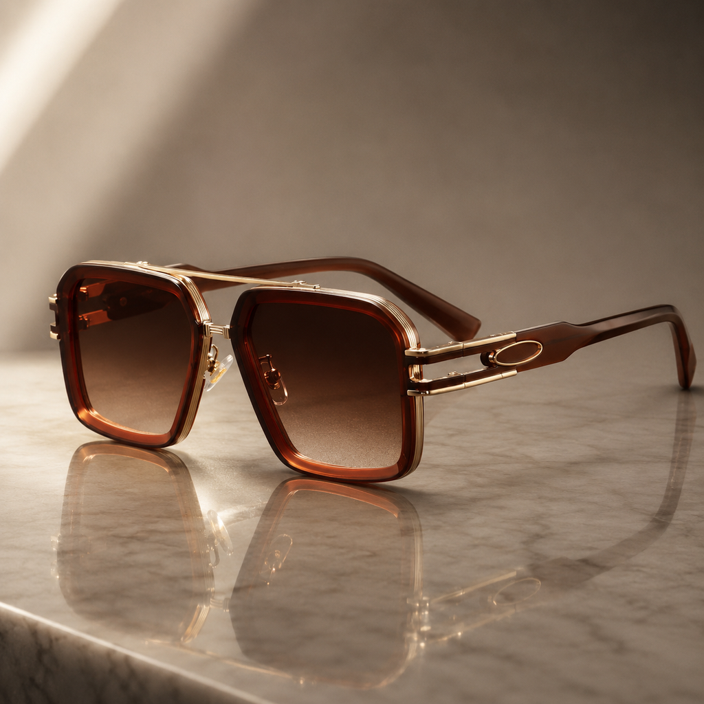 Richard Square Metal Sunglasses with UV400 Gradient Lenses