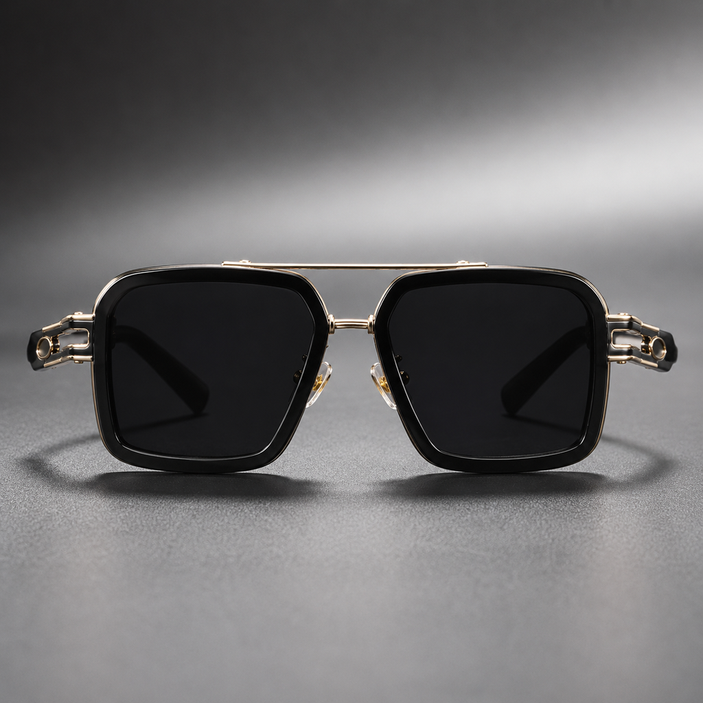 Richard Square Metal Sunglasses with UV400 Gradient Lenses