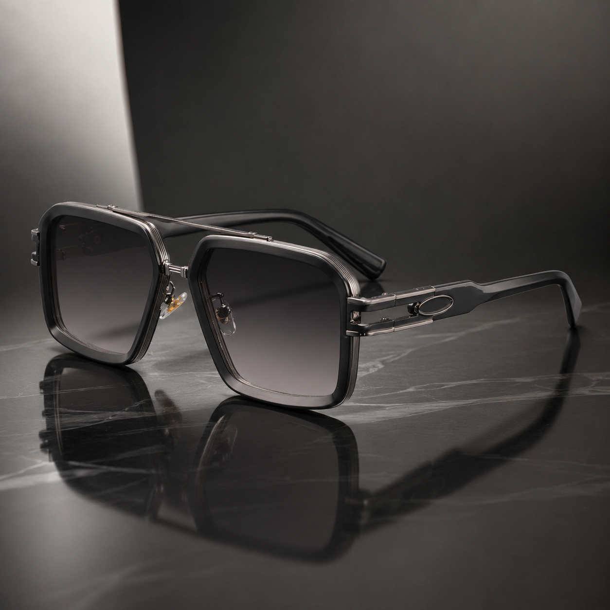 Richard Square Metal Sunglasses with UV400 Gradient Lenses
