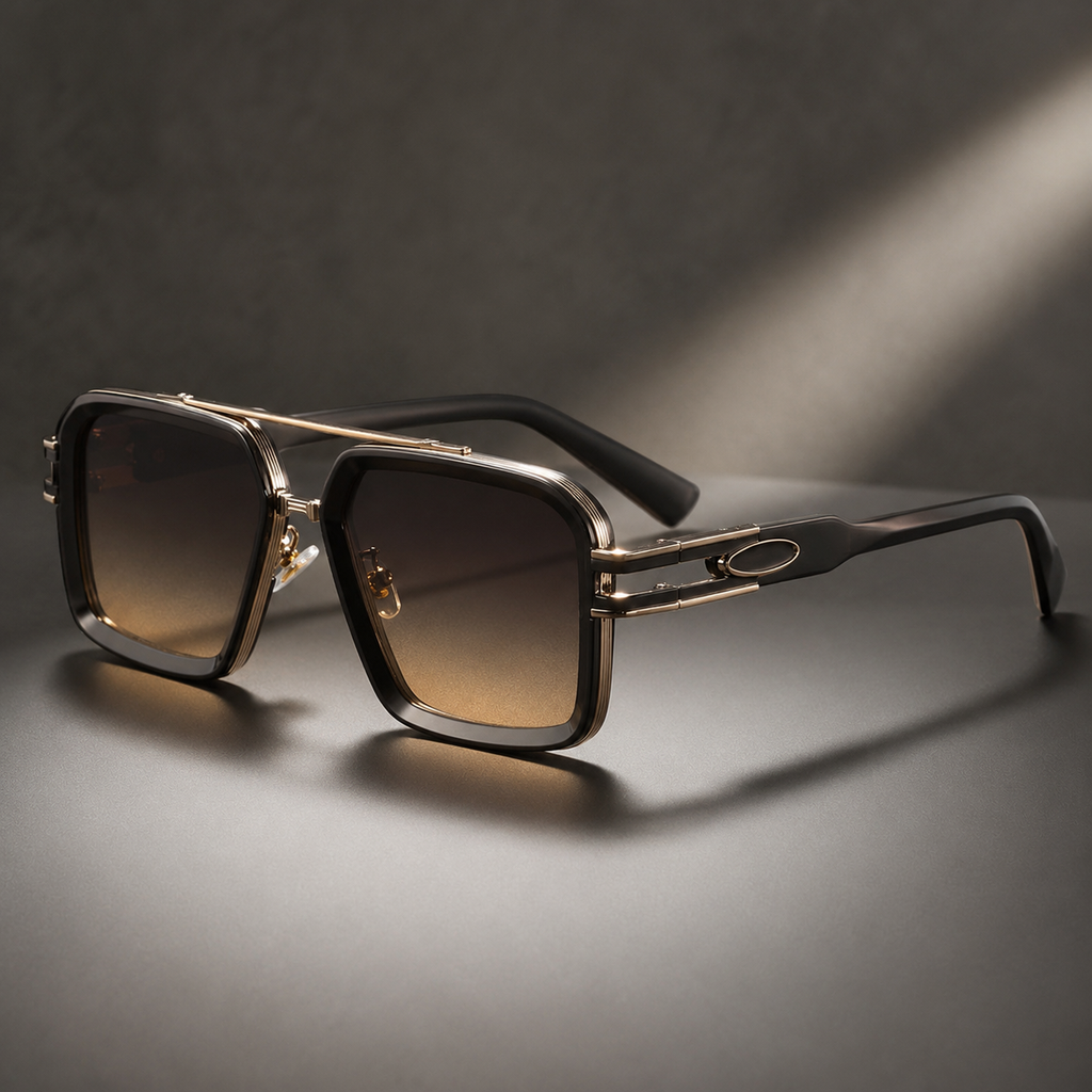 Richard Square Metal Sunglasses with UV400 Gradient Lenses