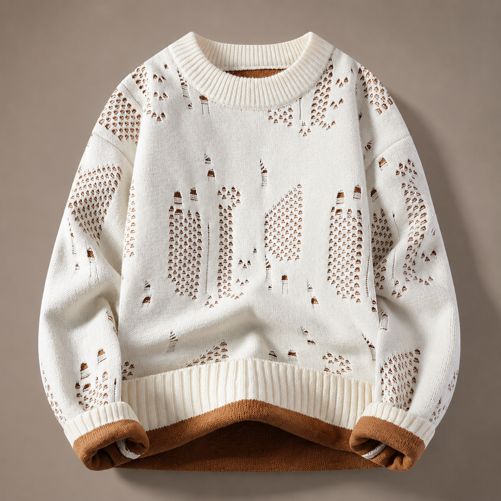 Rocco Men's Textured Knit Crew Neck Sweater – Relaxed Fit Pullover