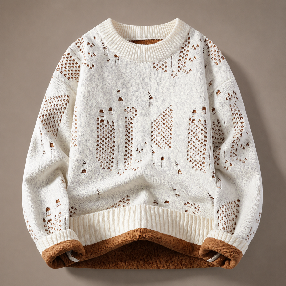 Rocco Men's Textured Knit Crew Neck Sweater – Relaxed Fit Pullover