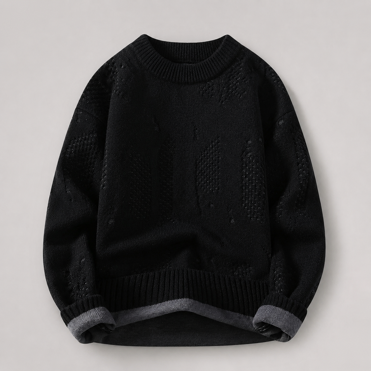Rocco Men's Textured Knit Crew Neck Sweater – Relaxed Fit Pullover