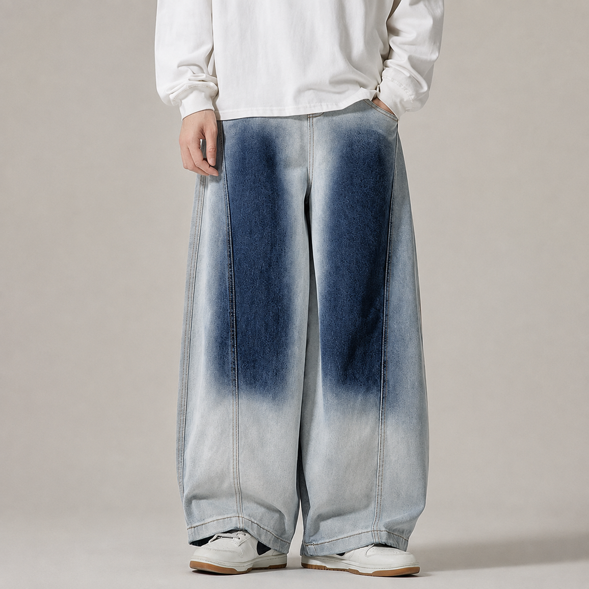 Rocco Men’s Gradient Wash Balloon-Leg Denim Jeans