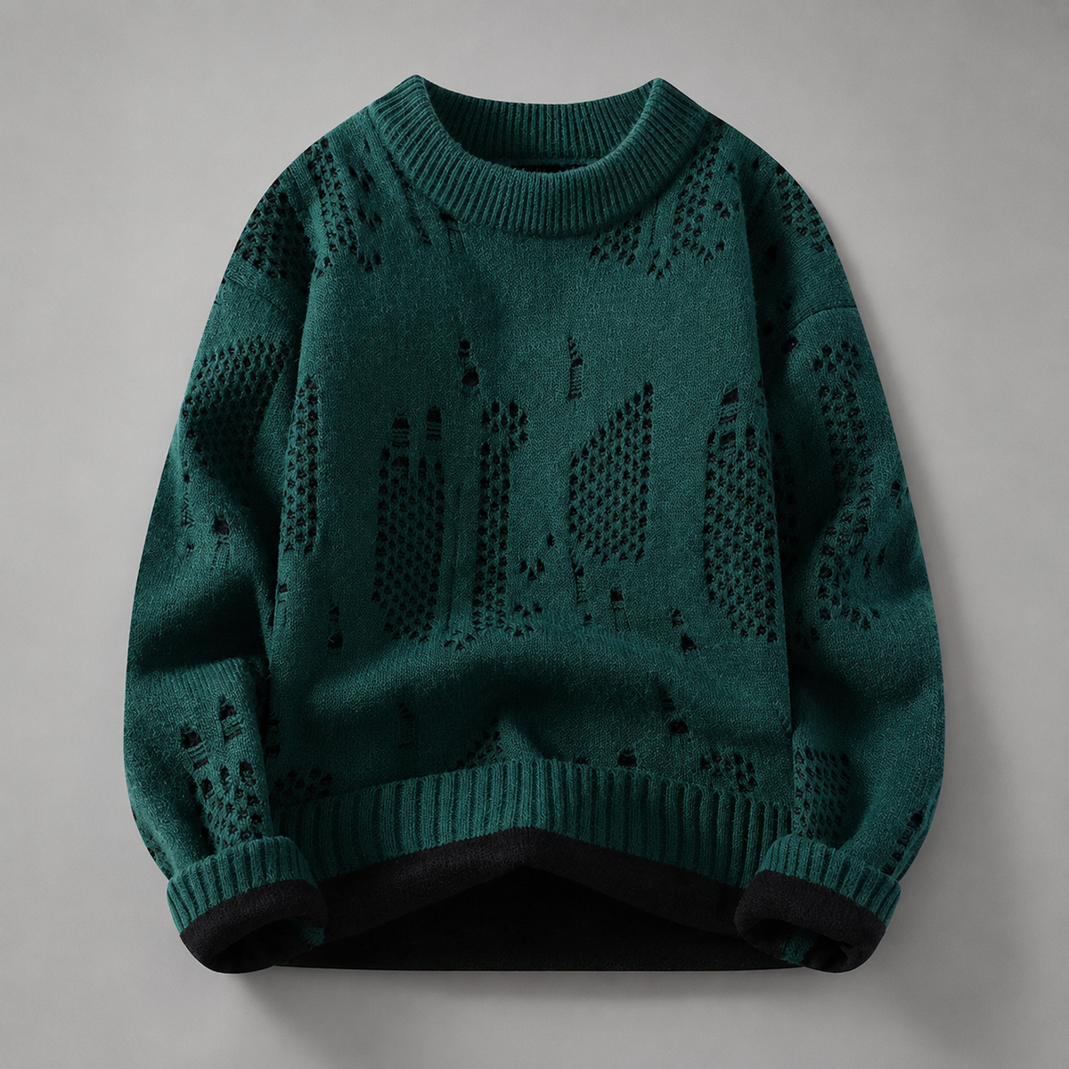 Rocco Men's Textured Knit Crew Neck Sweater – Relaxed Fit Pullover