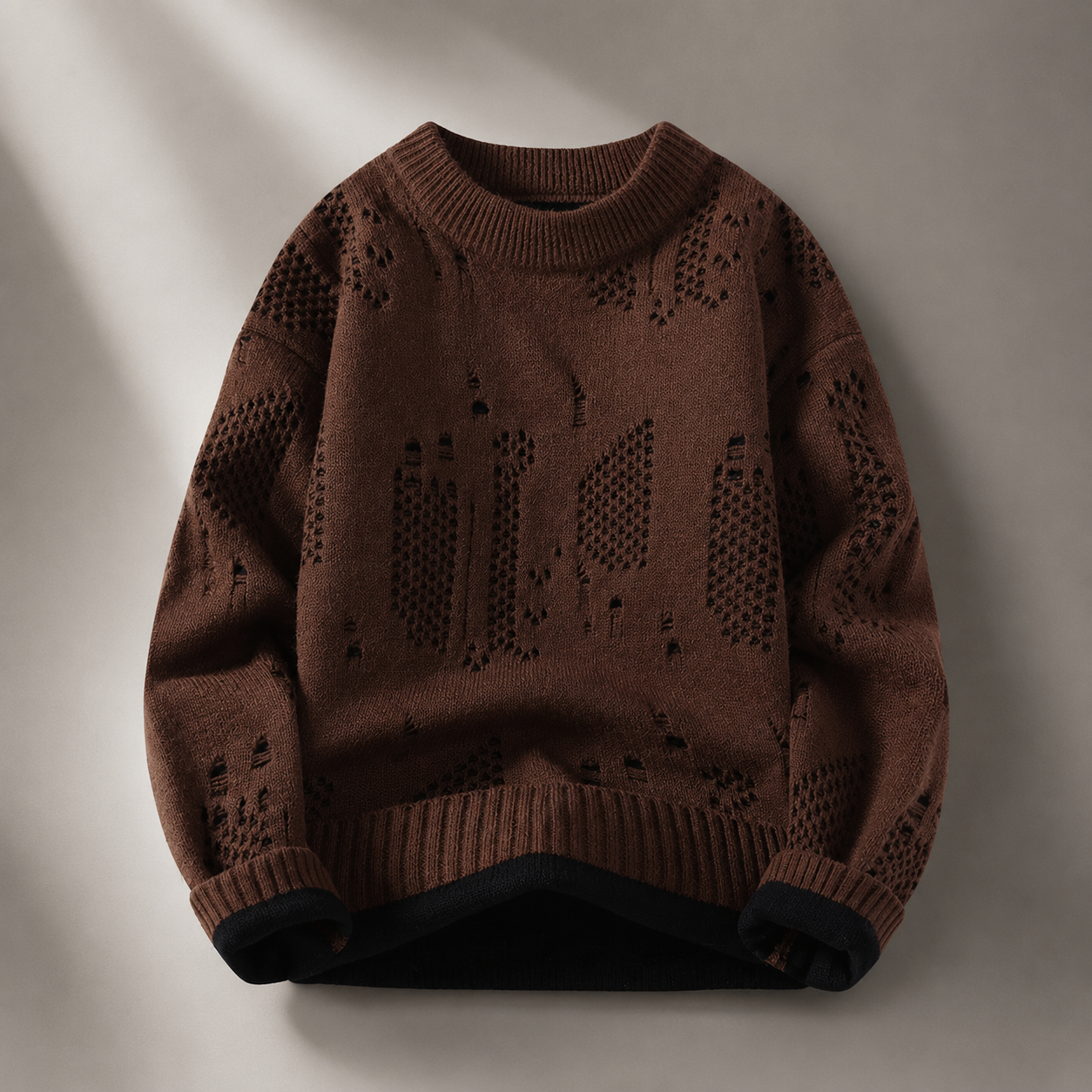 Rocco Men's Textured Knit Crew Neck Sweater – Relaxed Fit Pullover