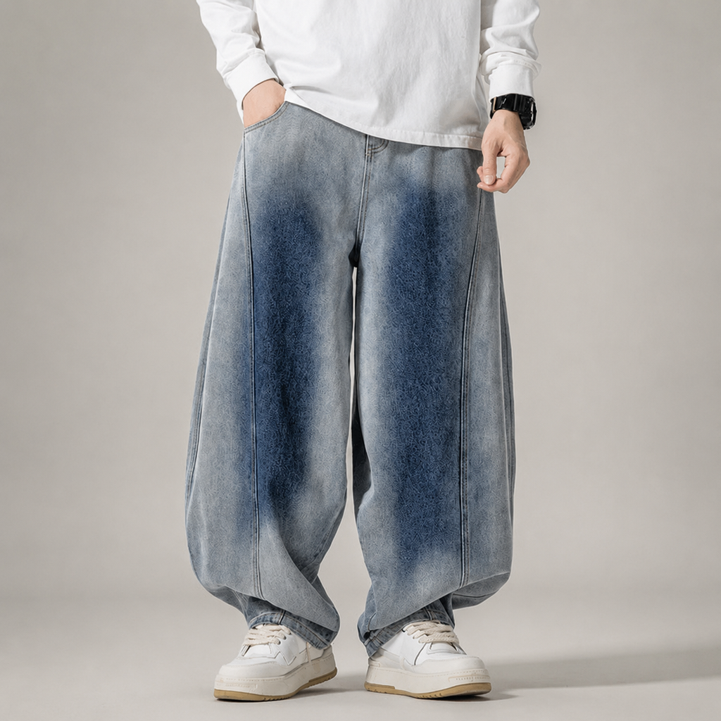Rocco Men’s Gradient Wash Balloon-Leg Denim Jeans