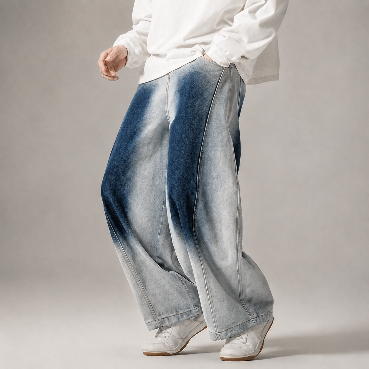 Rocco Men’s Gradient Wash Balloon-Leg Denim Jeans