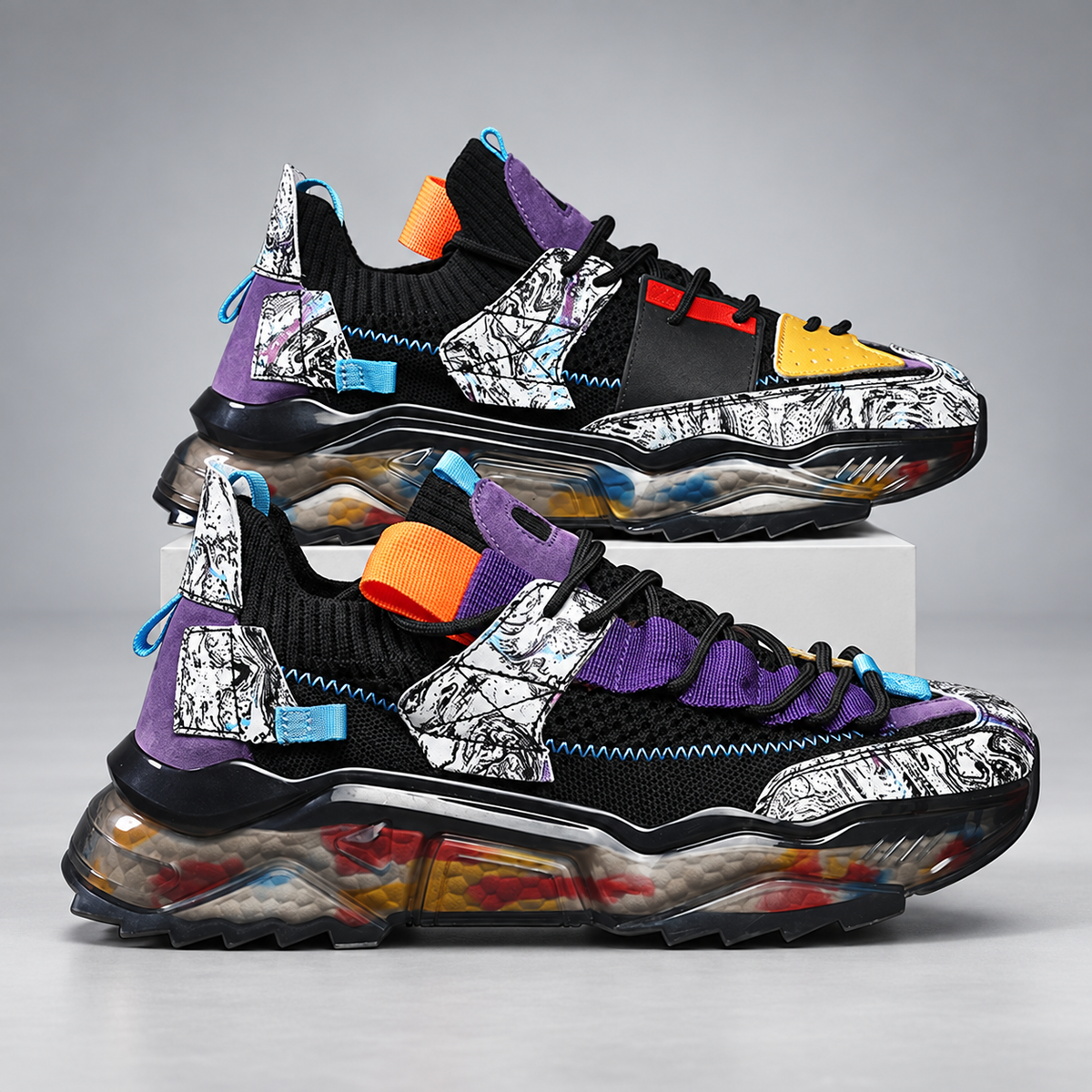 Rocco Men’s Chunky Graphic Lace-Up Sneakers