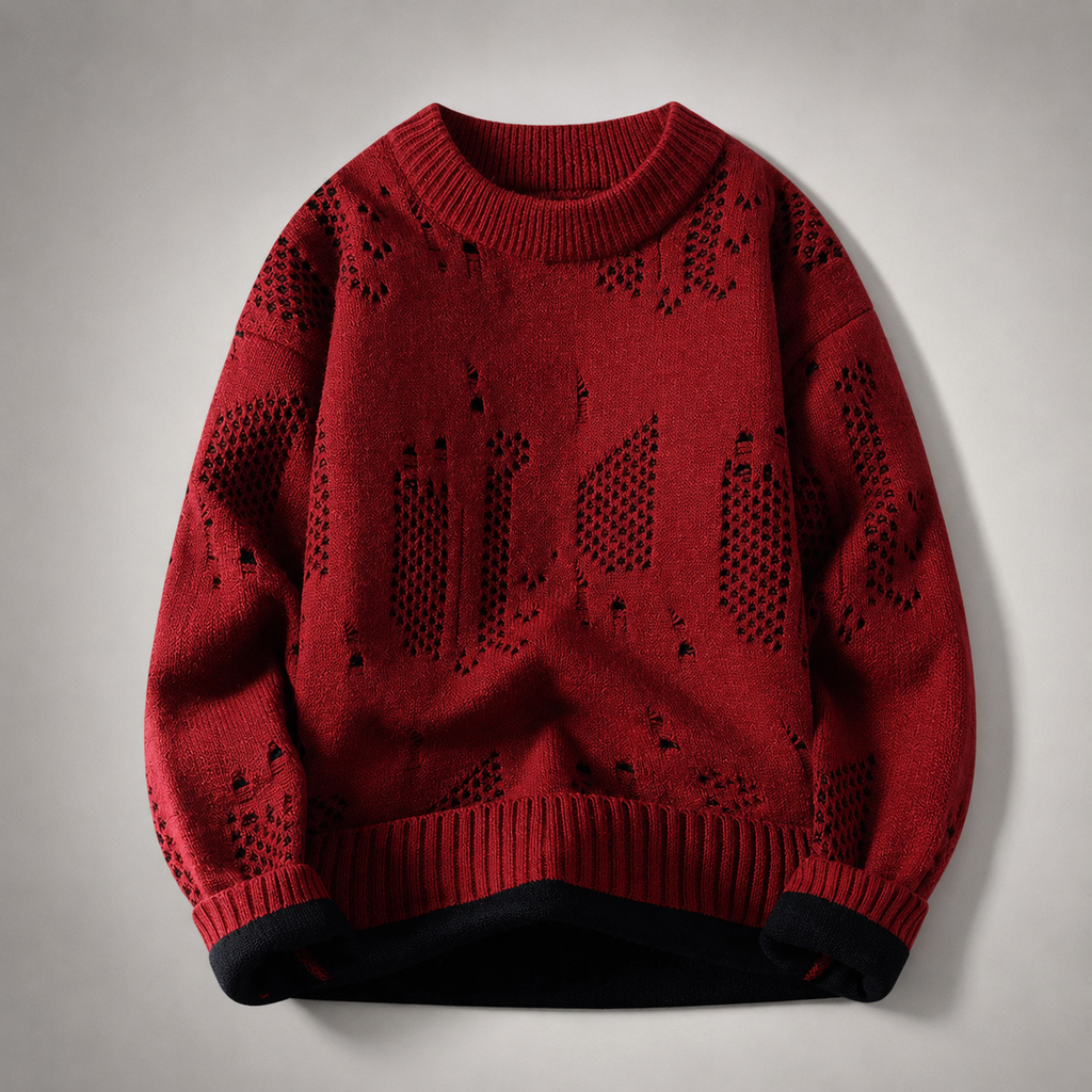 Rocco Men's Textured Knit Crew Neck Sweater – Relaxed Fit Pullover