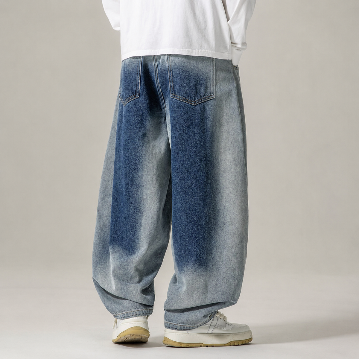 Rocco Men’s Gradient Wash Balloon-Leg Denim Jeans