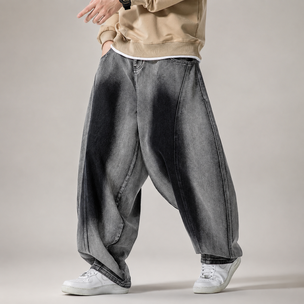 Rocco Men’s Gradient Wash Balloon-Leg Denim Jeans
