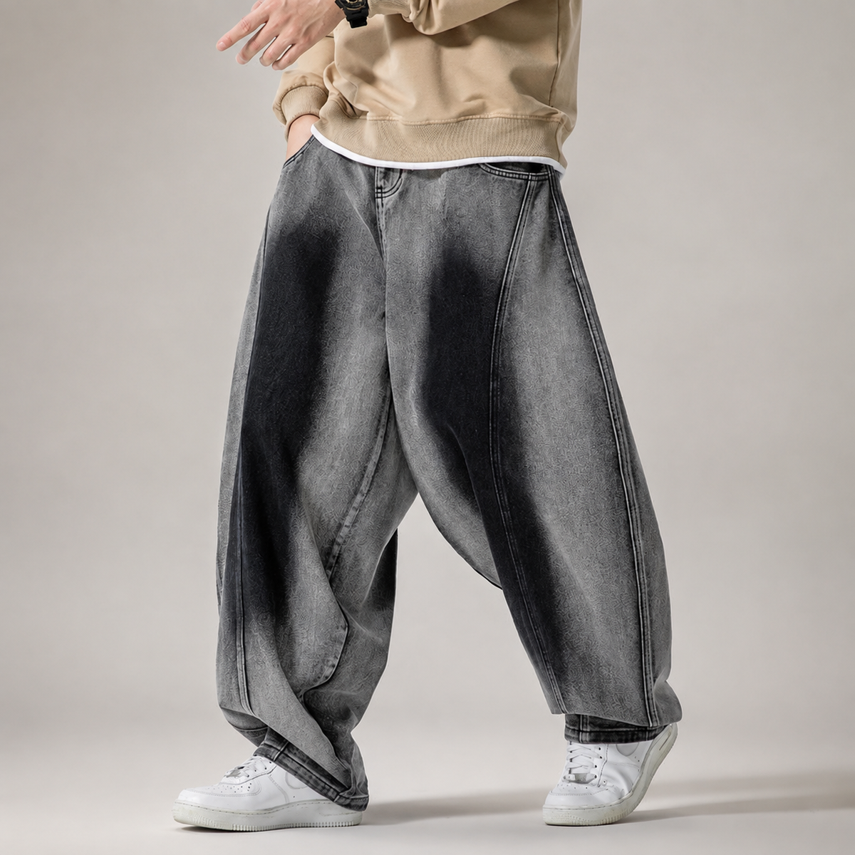 Rocco Men’s Gradient Wash Balloon-Leg Denim Jeans